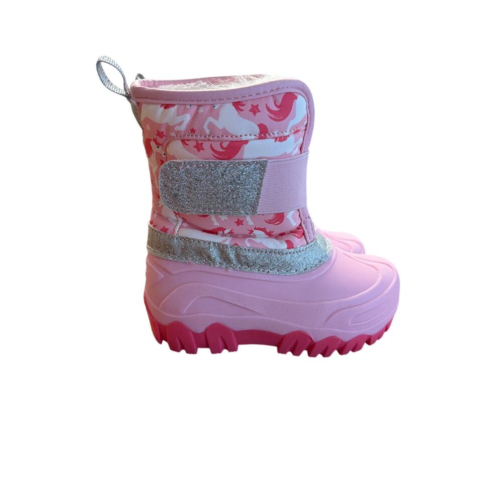 Member's Mark Girl's Pink & White Unicorn Winter Snow Boots Size 9/10